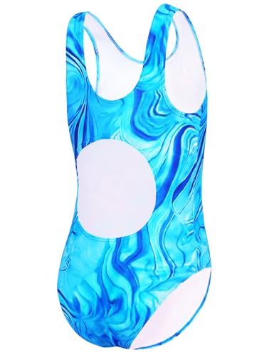 Image of Girls Swimsuits Back Cutout Bathing Suits for Girls 6-14 Removable Chest Pad Quick Dry for Swim Team Beach Pool