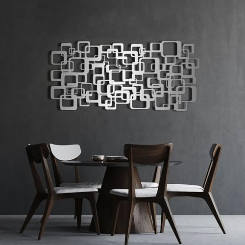 Art mural métal abstrait grand format déco salon blanc
