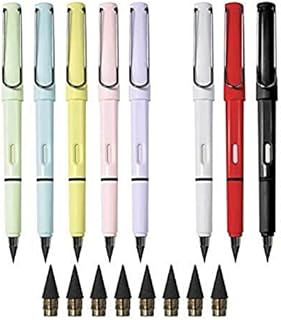 FANGZHE 8 PCS Inkless Pencils Eternal, Everlasting Pencil Replaceable Head, Infinite Pencil, Inkless Pen, Portable Everlasting Pencil Reusable Erasable, with Replaceable Graphite Nib Pencil