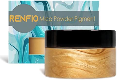 Renfio Mica Powder Pigment Natural Fine Powdered Pigments Pearl Shimmer Epoxy Resin Dye for Painting Soap Making Slime Bath Bombs 3.5 Oz (100g) - Black