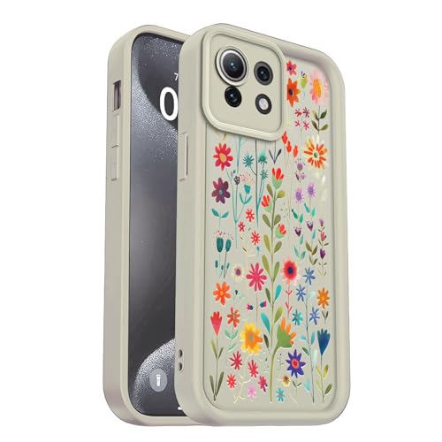 PanXCase Cover per Xiaomi Mi 11 Lite 4G / 5G / 5G NE - Custodia Silicone Sottile Elegant Disegni Morbida Leggera, Protezione Fotocamera Antiurto Antigraffio Case (White,Flowers)