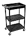 LUXOR STC122-B Tub Top and Flat Middle/Bottom Shelf Cart