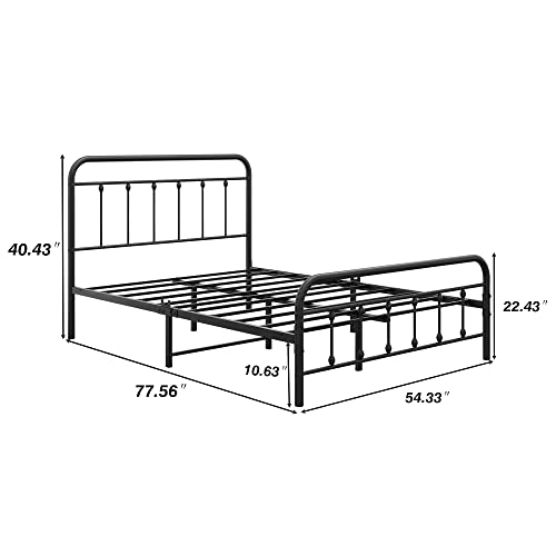 DUMEE Full Bed Frame with Headboard and Footboard Metal Platform Bed Frame Full Size Bed Slats Support No Box Spring Needed,Textured Black by DUMEE - Image 6