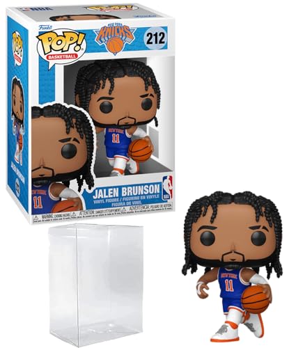 Jalen Brunson #212 Funko POP! Basketball New York Knicks Figurine Bundle with HOFSM Protector Case