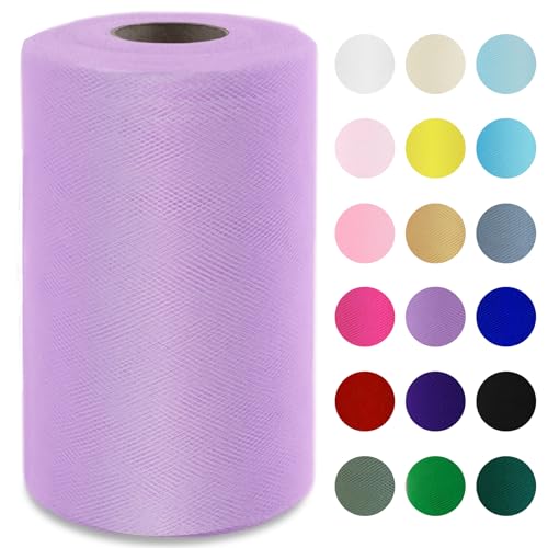 Image of Lavender Tulle Fabric Roll 6 Inch x 100 Yards Tulle Ribbon