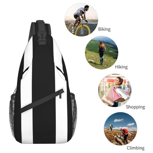 Bolso cruzado de pecho para hombre estilo banda diagonal negro y blanco miniatura 6
