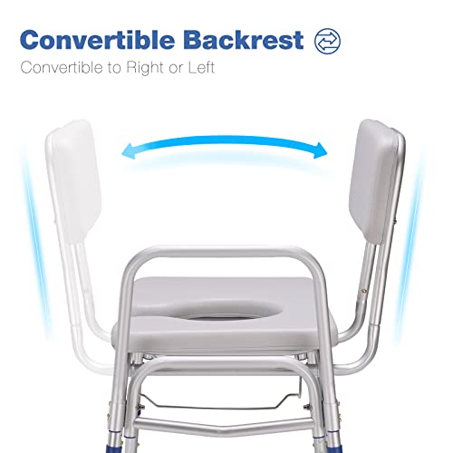 GreenChief Bedside Commode Chair 500 LBS, Padded Transfer Bench for