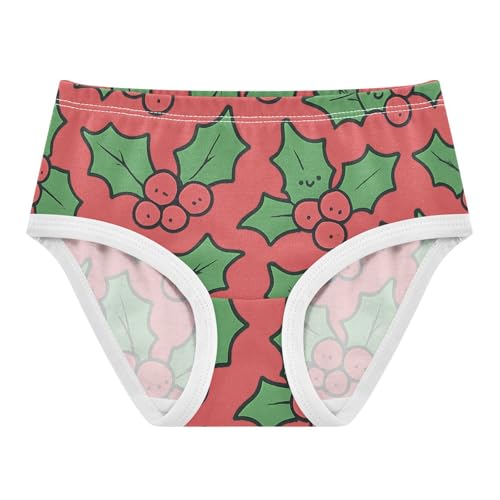 Holly Pattern Breathable Girls' Panties Comfort Underwear for Toddlers in Sizes 2T,3T, 4T, 5T, 6Y and 8Y
