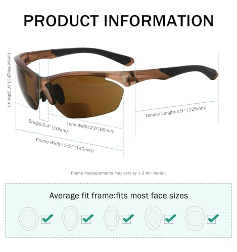 Image of Eyekepper Bifocal Sunglasses for Women Men, Rectangular Frame