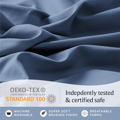 Image of LuxClub 7 PC Split King Sheet Set, Breathable Luxury Bed Sheets, Deep Pockets 18 inch Eco Friendly Wrinkle Free Cooling Sheets Machine Washable Hotel Bedding Silky Soft - Oxford Split King