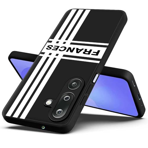 Image of Fashionury Back Cover Case for Samsung Galaxy M36 5G / Samsung Galaxy F36 5G | Matte Soft Silicon Flexible | Camera Bump Protection | Name with White Stripe Design | Get Your Name on Cover (Black)