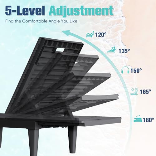 image for Devoko Outdoor Chaise Lounge Chair Set of 2 with 5-Position Adjustable