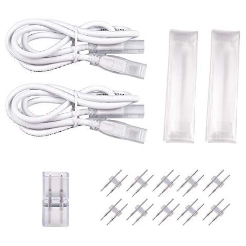 Connecting Parts Kit of 2 Connection Wire Cables & 1 Connector with Pin for Shine Decor 6x10mm Single Color LED Strip Lights Only Cover