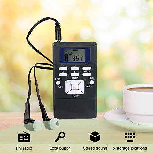 Sistema inalámbrico de micrófono y auriculares Retekess PR13, radio FM portátil con 1 transmisor TR503 y 10 receptores PR13, tecla de bloqueo para caminar, correr e iglesia miniatura 3