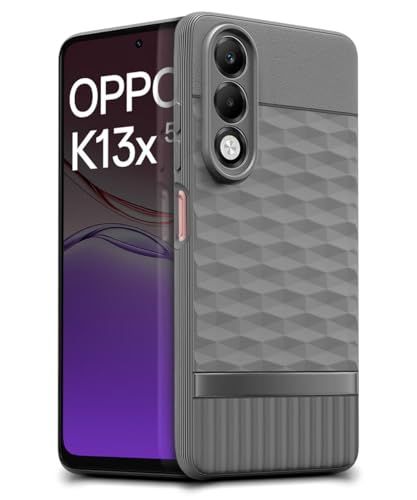 Image of WOW IMAGINE Back Cover for Oppo K13x 5G with Hexa Cube Design | Ultra Slim Soft Rubberised Case | Inner Velvet Fabric | Matte Silicone Flexible Mobile Case | Camera Protection - Grey