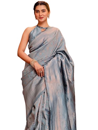 Image of SIRIL Women's Kanjivaram Soft Silk Saree Pure Silk Saree With Unstitched Blouse Piece