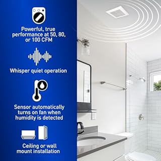 Panasonic WhisperValue Ceiling/Wall Mount Bathroom Exhaust Fan with Humidity Sensor, 50-80-100 CFM, FV-0510VSC1