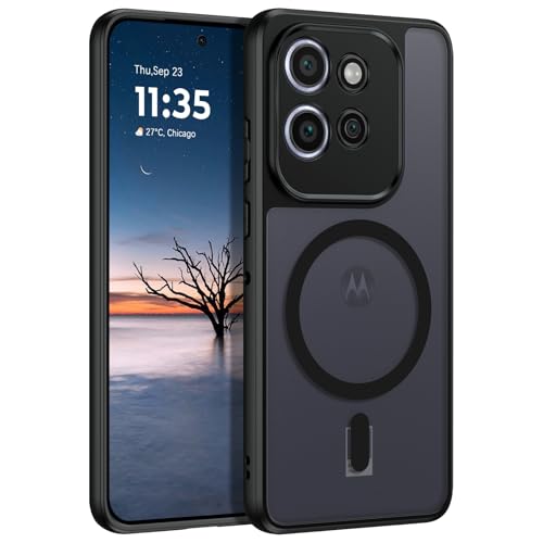 GaoBao Magnetische Matte Hülle für Motorola Moto Edge 50 Neo/Moto S50 - Stoßfeste Handyhülle mit Kameraabdeckung & Anti-Fingerabdruck, Schwarz