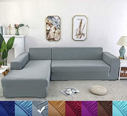 Youjoy Funda de Sofá Elástica - 1/2/3/4 Plazas Funda Sofá Chaise Longue en Forma de L Necesita Comprar 2 Piezas