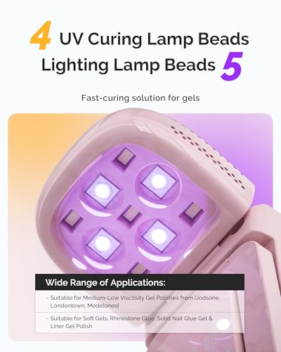 Image of MelodySusie Cordless UV Nail Lamp with Fold-Out Stand,P-Art09F Foldable UV Light with 2-in-1 Lighting & Curing Function, Rechargeable, Flash Cures All Soft Gels Especially Half-Cured, Base & Top Coat