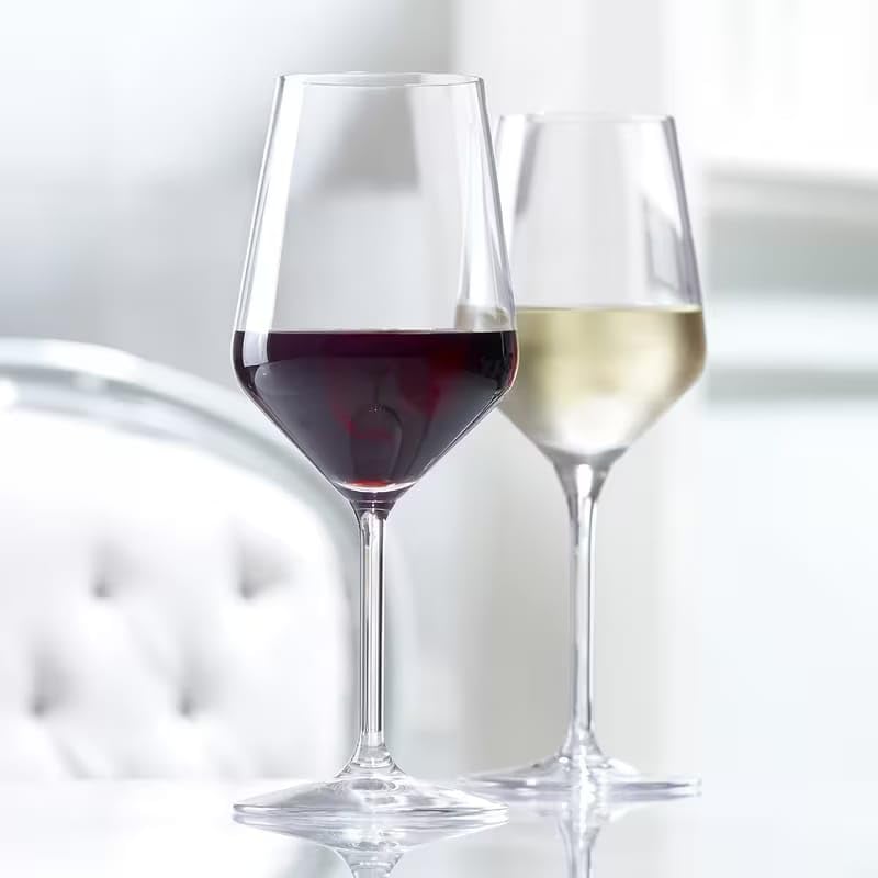 Image of PrimeWorld Modern Crystal Wine Glasses Set of 2 (400ml) | Tall Long Stem Italian Style Wine Glasses | Elegant Red & White Wine Glassware for Weddings, Dining & Gifting