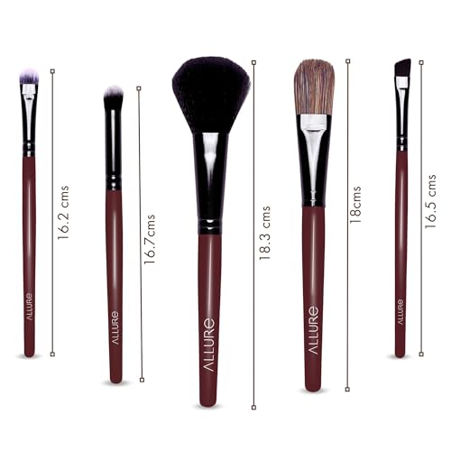 Image of Allure Makeup Brush Set - Set Of 5 Face & Eye Makeup Brushes