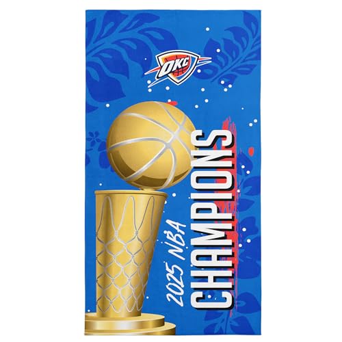 Northwest Oklahoma City Thunder 2025 NBA Champions Blackboard Beach Towel, Official 30" x 60" Printed Cotton Towel, Soft & Absorbent NBA Finals Fan Gear for Pool, Beach, or Game Day