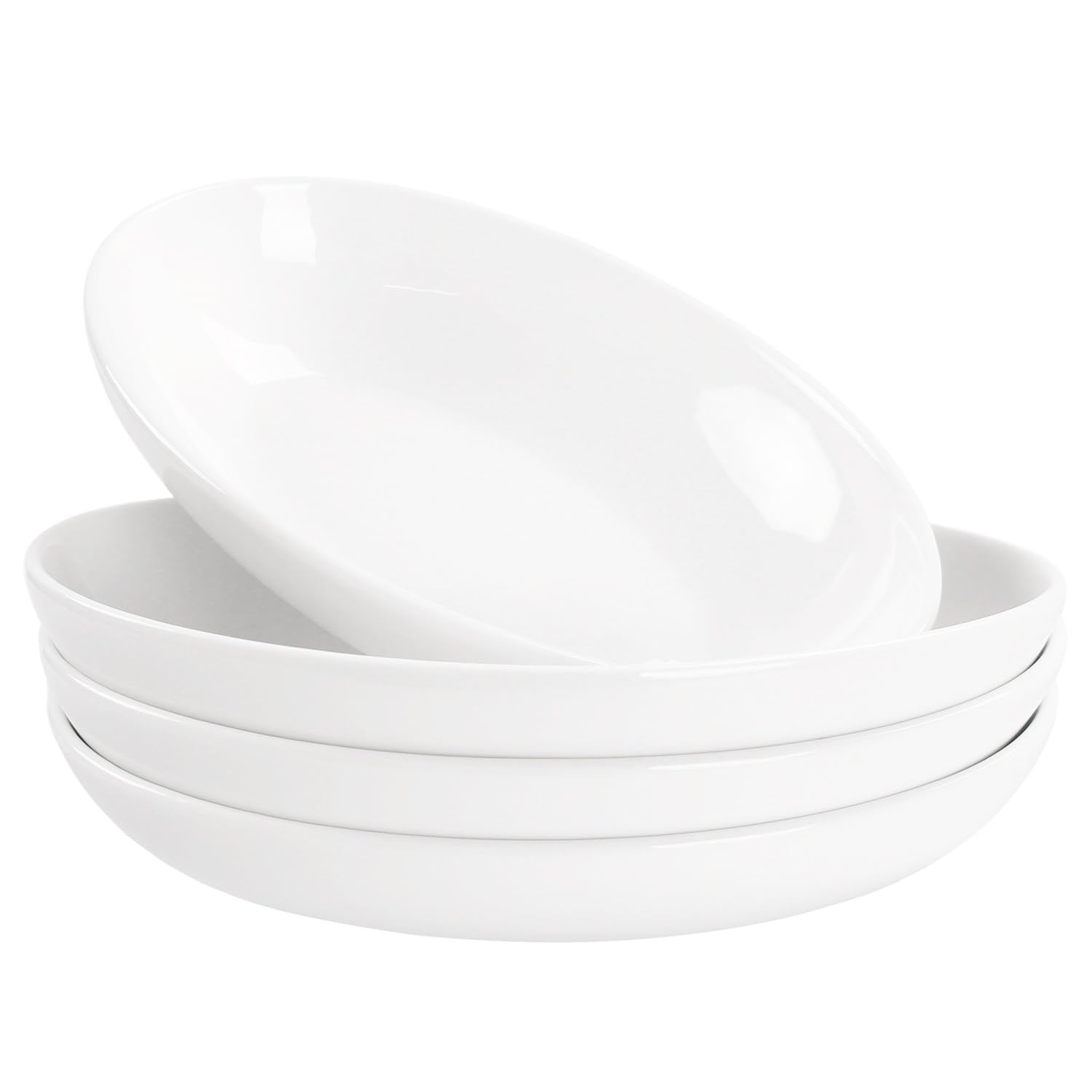 insongdafa Ceramic Serving Plate 27 oz, Set of 4 Oval Salad Plate, Entertaining Modern Kitchen Dishes, for Dinner, Fruit, Salad, Pasta- Microwave, Oven & Dishwasher Safe, 10.6 Inch Oval deep Plate