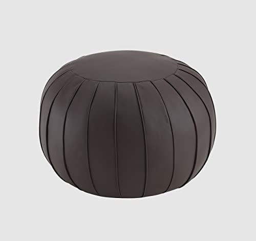 C Comfortland Unstuffed Pouf, Faux Leather Poufs Cover, Large Round Poof Ottomans, Floor Bean Bag Ottoman, Foot Rest Storage Pouffe For Living Room, Bedroom, Or Gifts Brown #TOP8