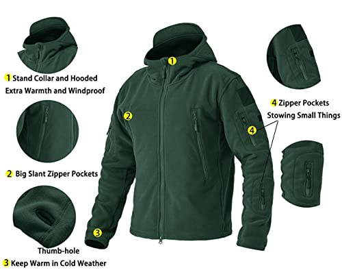 EKLENTSON Men's Military Fleece Jackets Zip Up Hoodies Windbreakers Warm Hiking Camping Hunting Tactical Winter Coats with 6 Zip Pockets - Image 3