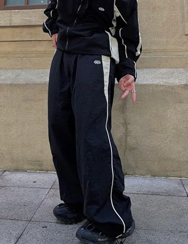 Y2k Track Pants Men Baggy Sweatpants Loose Striped Parachute Pants Wide Leg Hip Hop Streetwear3
