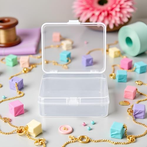 Image of Square clear Jewelry Storage Boxes Beads Crafts Case Containers Reusable Plastic Comfortable and Environmentally Professional Design Craft and Sewing Supplies Storage (6x6x1.8cm)
