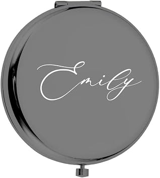 Personalized Gift, Custom Handheld Compact Mirror Black, Engraved Travel Makeup Mirror Handheld Small Portable Pocket Mirror for Woman