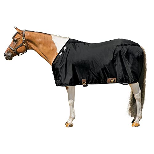 Adjusta Fit Dura-Nylon Horse Stable Sheet | Ultimate Comfort & Protection Horse Sheet | Keeps Coats Smooth & Shiny | V-Free | Closed Front | Legstrap with Tail | Color Black | Size 72
