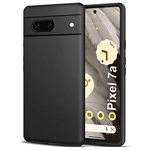 Image of TheGiftKart Sleek Back Cover Case for Google Pixel 7A | Slim Fit Protective Design | Ultra Matte Finish | Camera Protection Bump | Soft Silicon Case Cover for Pixel 7A (Silicone, Black)