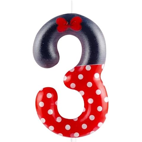 Zi Lan Red Mouse 3rd Birthday Candle for Boys Girls, Black Red Mouse Birthday Cake Topper for Cartoon Theme Birthday Party Decorations Supplies Cover