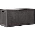 YITAHOME 100 Gallon Outdoor Storage Box, Large Water Resistant Resin Deck Box, Indoor Outdoor Lockable Storage Container for Patio, Garden, Cushions, Tools, Equipment (Dark Brown)