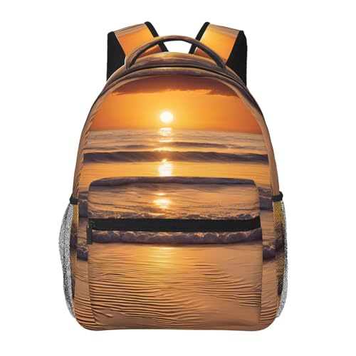 Cartable imprimé plage coucher de soleil pour filles parfait pour le collège