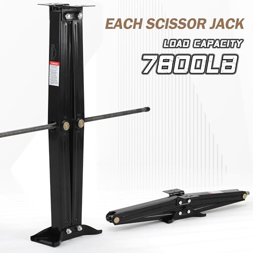 Image of RV Scissor Jack Stabilizer 7800lb Heavy Duty 30 inch RV Trailer Stabilizer Leveling Scissor Jack for RV Camper with Crank Handle - 2Pack