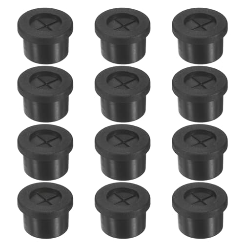M METERXITY 12-Pack Rubber Grommets for Wiring 14mm Desk Grommet Double-Sided Flexible Cable Cord Grommet Desk Hole Cover for Cables/Wires Through Protection Cable Grommet [Black]