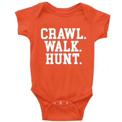 Image of Southern Sisters Crawl Walk Hunt Baby Clothes Boy Baby Romper Newborn Orange