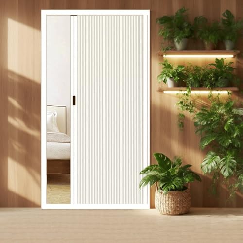 Porte accordéon coulissante personnalisable – Porte intérieure pliante rétractable avec rideaux 100 % occultants, kit d'installation facile pour chambre à coucher, placard, séparateur de pièce (188 x