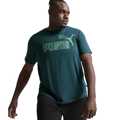 T-Shirt Graphique PUMA Homme XL Tall avec coupe longue et textile respirant Vert Froid