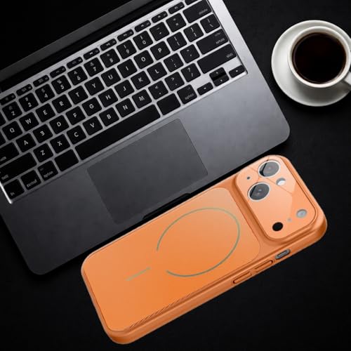 Image of SHINESTAR Premium Luxury Case Compatible with iPhone 15 Plus | Protective Back Cover with Camera Lens Safety | Wireless Charging Support | Slim Fit Durable Design | Enhanced Grip Protection Orange