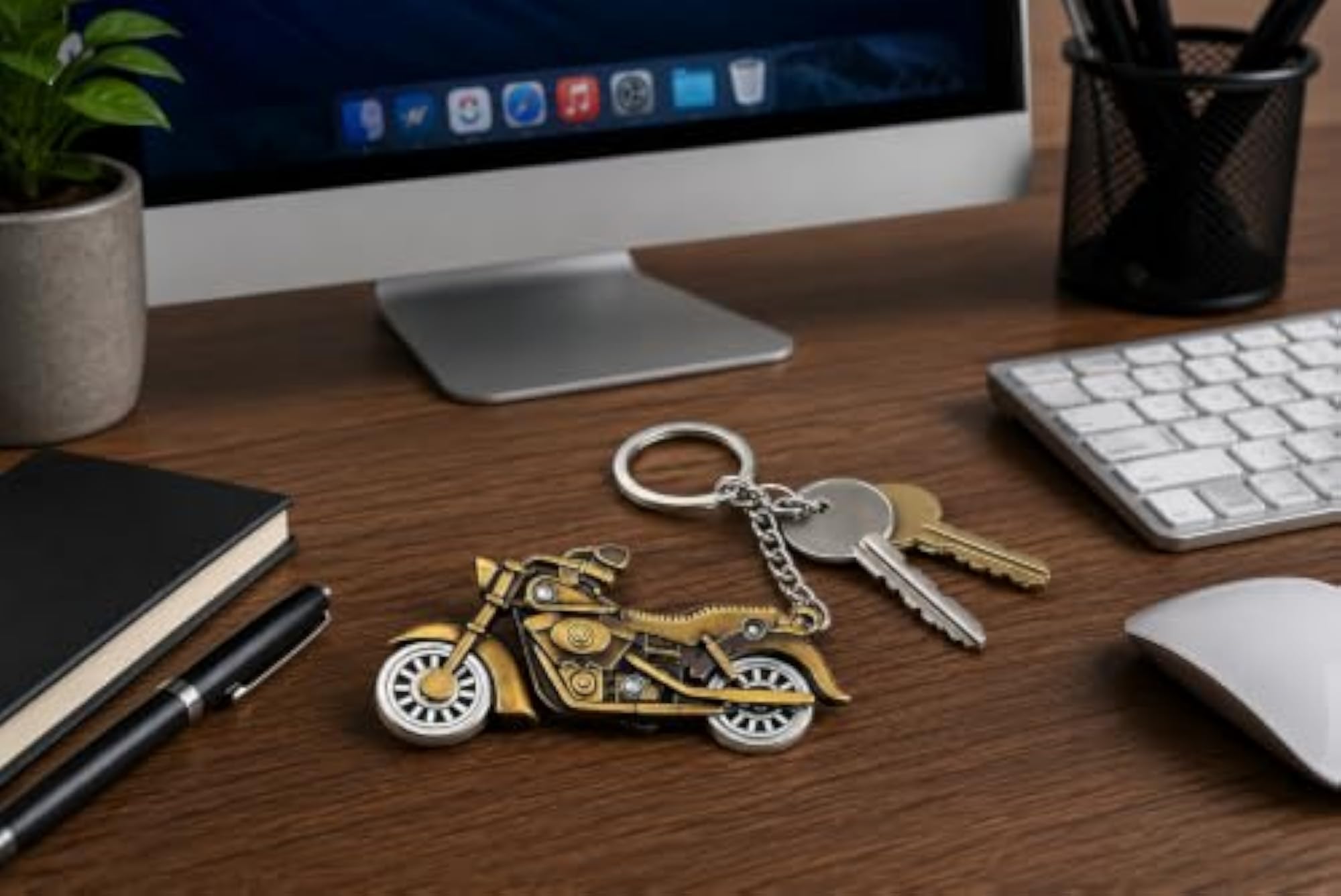 Antique Double Side Bike Shape Keychain
