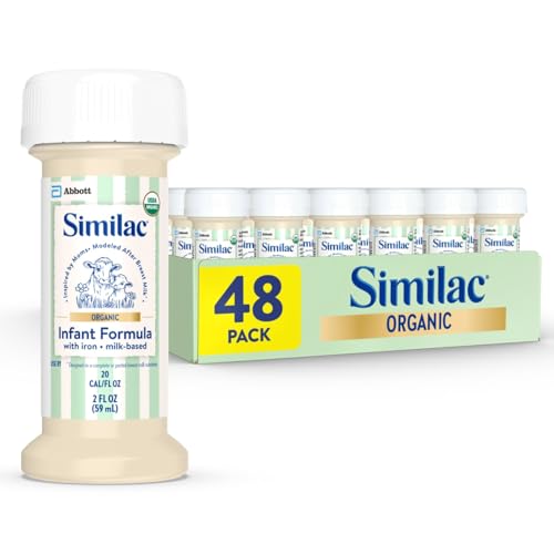 Similac Organic Infant Formula, Easy to Digest, USDA-Certified Organic, Ready to Feed, 2-fl-oz Bottle, Pack of 48