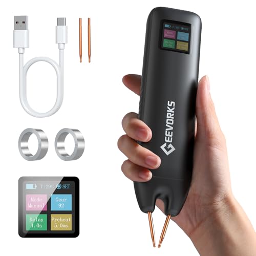 Image of Battery Spot Welder with Digital Display,Geevorks Upgraded Handheld 99 Gear Adjustable Mini Portable Spot Welder,Auto and Manual Mode,Welding Nickel Sheets 0.1-0.2mm,for 18650 Battery jewelry welder