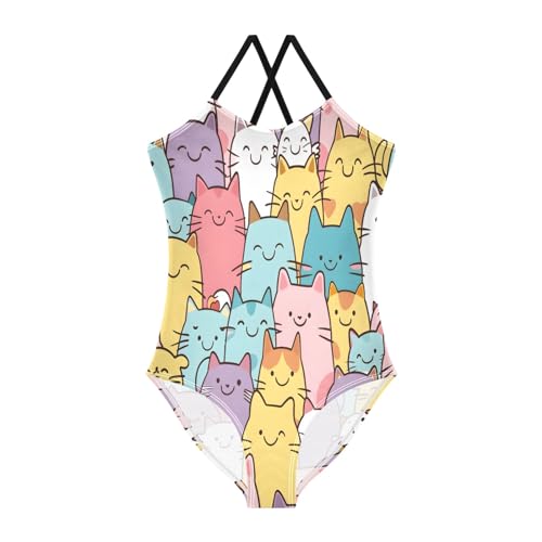Seamless Pattern of Cats Girls One-Piece Swimsuit Beach Bathing Suit