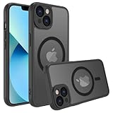 for iPhone 13 Mini Case [Compatible with Magsafe]Translucent Matte Phone Cover, [10 FT Military Grade Drop Protection] Slim Durable Shockproof Protective Bumper (Black Magnetic, iPhone 13mini)