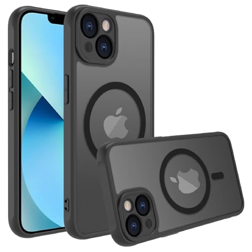 for iPhone 13 Mini Case [Compatible with Magsafe]Translucent Matte Phone Cover, [10 FT Military Grade Drop Protection] Slim Durable Shockproof Protective Bumper (Black Magnetic, iPhone 13mini)